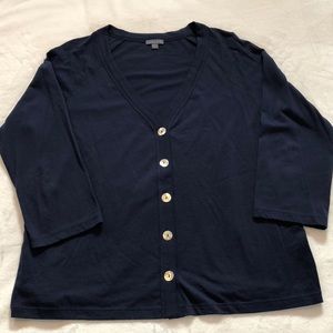 Lilla P navy button cotton sweater